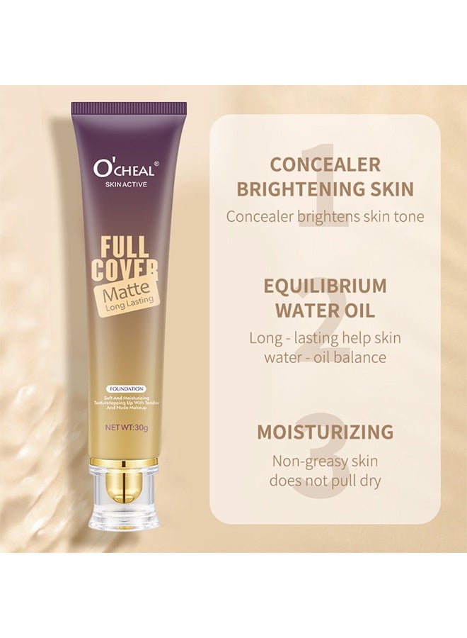 OCHEAL Skin Active Full Cover Matte Long Lasting Foundation ,Instant Anti-Aging Liquid Foundation For Perfect Long Lasting Performance BB Cream Scrub Makeup 30g(#Natural) - Image 3